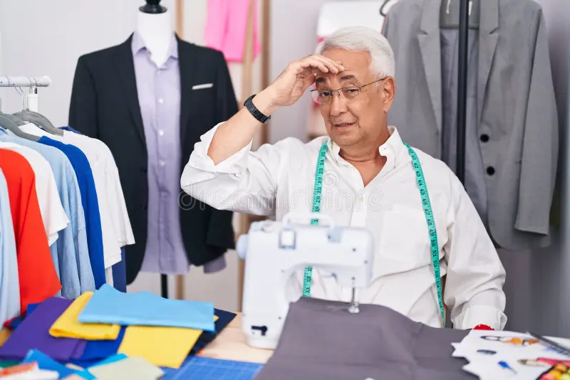 Tailor struggling with measurement notebooks